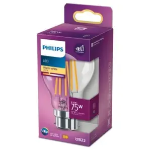 Philips ampoule LED Standard B22 75W Blanc Chaud Claire, Verre pas cher