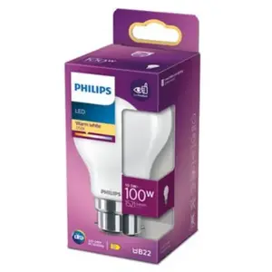 Comparateur de prix : Philips ampoule LED Standard B22 100W Blanc Chaud Dépolie, Verre