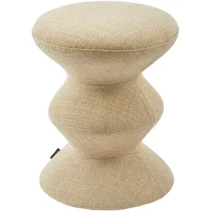 Pols Potten - Tabouret rembourré Zig Zag - Beige - Mousse pas cher