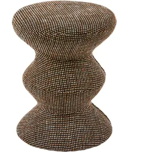 Pols Potten - Tabouret rembourré Zig Zag - Marron - Mousse pas cher