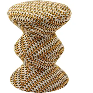 Pols Potten - Tabouret rembourré Zig Zag - Jaune - Mousse pas cher