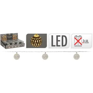 Comparateur de prix : Pas de marque Guirlande lumineuse EDM - boules argentées - esprit de Noël - lumière chaude - 10 ampoules LED - 2,5 m - 71316