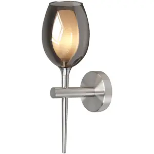 HighLight Applique murale Belle, gris fumé/nickel, hauteur 39 cm, verr... pas cher