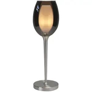 HighLight Lampe à poser Belle, gris fumé/nickel, hauteur 40 cm, verre pas cher