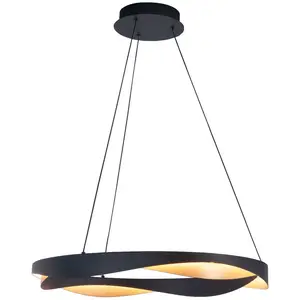 HighLight Suspension LED Ascoli, Ø 64 cm, noir/or, métal, intensité va... pas cher