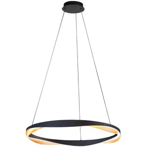 HighLight Suspension LED Ascoli, Ø 85 cm, noir/or, métal, intensité va... pas cher
