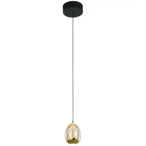 HighLight Suspension Golden Egg, ambre/or, Ø 13 cm, verre/métal