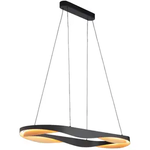 HighLight Suspension LED Ascoli, 100 x 36 cm noir/or, métal, intensité...Vendu parluminaire