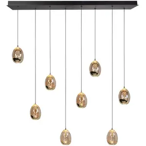 HighLight Suspension Golden Egg, ambre/or, longueur 115 cm, 8 lampes. verreVendu parluminaire