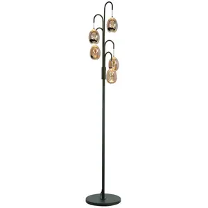 HighLight Lampadaire Golden Egg noir/ambre 165 cm à 5 lampes métal/verreVendu parluminaire