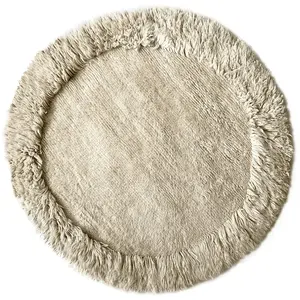 Tapis rond en laine blanc cassé 160 cm