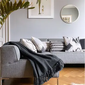 Malagoon Plaid uni gris anthracite 125x150 pas cher
