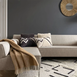 Malagoon Plaid en laine recyclée double face beige camel 131x170
