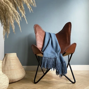 Malagoon Plaid en coton bleu matin 127x152 pas cher