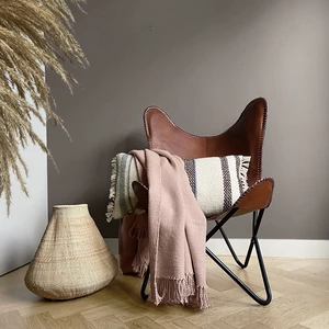 Malagoon Plaid en coton rose poudré 127x152 pas cher