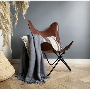 Malagoon Plaid en coton gris agate 127x152 pas cher