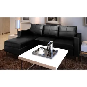 Comparateur de prix : vidaXL Canapé sectionnel à 3 places Cuir synthétique Noir