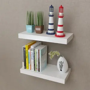 Comparateur de prix : vidaXL 2 Étagères murales MDF Blanc Rangement de livres/DVD