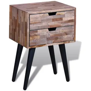 vidaXL Table de chevet avec 2 tiroirs Bois de teck recyclé pas cher