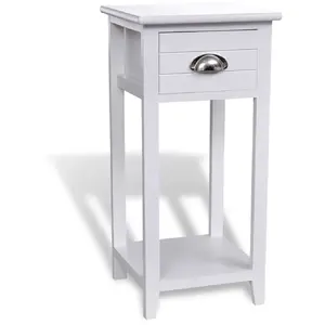 Comparateur de prix : vidaXL Table de chevet avec 1 tiroir Blanc