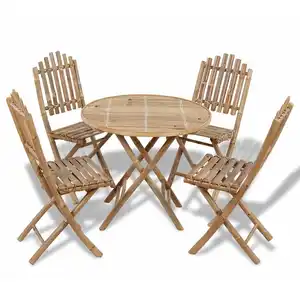 vidaXL Mobilier à dîner d'extérieur pliable 5 pcs Bambou pas cher