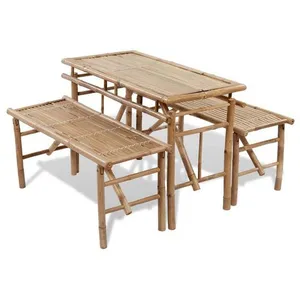 Comparateur de prix : vidaXL Table avec 2 bancs 100 cm Bambou
