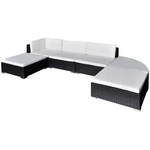 vidaXL Salon de jardin 6 pcs avec coussins Résine tressée Noir pas cher