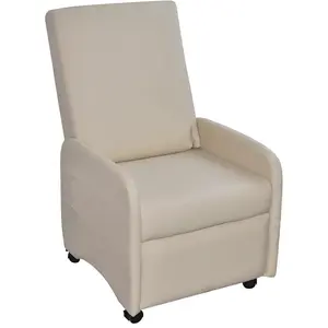 vidaXL Fauteuil pliable Crème Similicuir pas cher