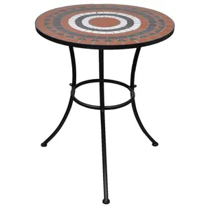 vidaXL Table de bistro Terre cuite et blanc 60 cm Mosaïque pas cher