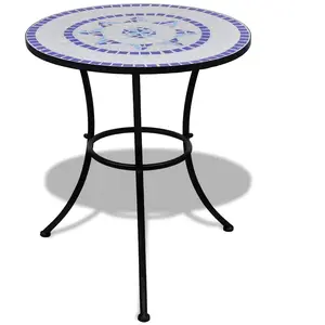 Comparateur de prix : vidaXL Table de bistro Bleu et blanc 60 cm Mosaïque