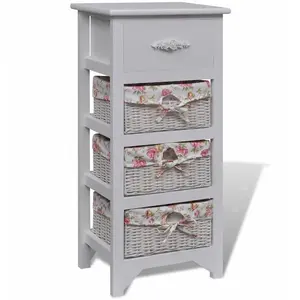 vidaXL Armoire avec 1 tiroir et 3 paniers Blanc Bois de Paulownia pas cher