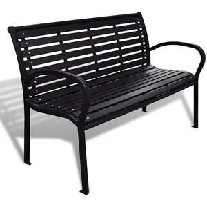 vidaXL Banc de jardin 125 cm acier et WPC noir pas cher