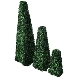 Comparateur de prix : vidaXL Ensemble de 3 buis formés artificiels pyramidaux