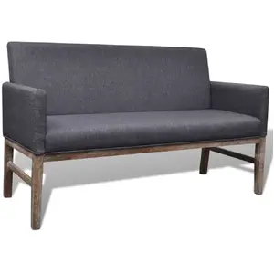 vidaXL Banc avec coussin rembourré tissu hévéa gris foncé