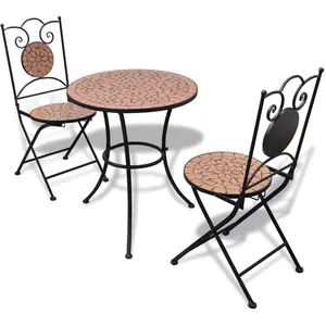 Comparateur de prix : vidaXL Mobilier de bistro 3 pcs Carreaux céramiques Terre cuite