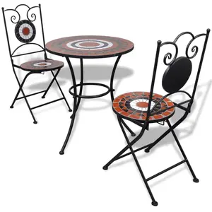 vidaXL Mobilier de bistro 3 pcs Carreau céramique Terre cuite et blanc