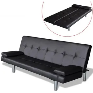 Comparateur de prix : vidaXL Canapé-lit réglable avec deux oreillers Similicuir Noir