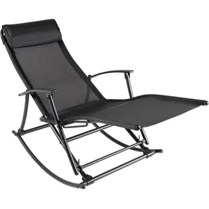 vidaXL Chaise à bascule de jardin Acier et textilène Noir pas cher