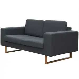vidaXL Canapé avec 2 places Tissu Gris foncé pas cher