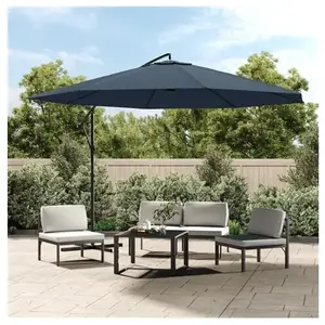 vidaXL Parasol Porte-à-faux 3,5 m Bleu Parasol de Jardin Terrasse Plage pas cher