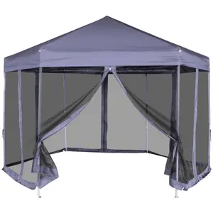 Comparateur de prix : vidaXL Chapiteau hexagonal avec 6 parois latérales 3,6x3,1m Bleu foncé