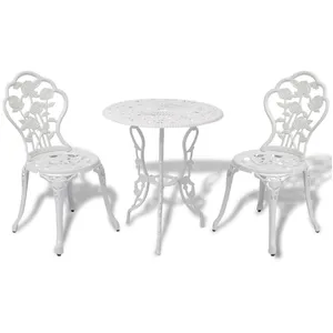 Comparateur de prix : vidaXL Jeu de bistro 3 pcs Aluminium coulé Blanc