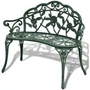 vidaXL Banc de jardin 100 cm Aluminium coulé Vert pas cher