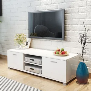 vidaXL Meuble TV à haute brillance blanc 140x40,5x35 cm pas cher