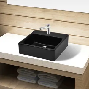 VIDAXL Vasque Rectangulaire à Trou Céramique Lavabo Lave-Mains Salle de Bain pas cher