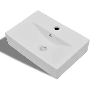 Comparateur de prix : VIDAXL Vasque à trou de trop-plein/robinet céramique pour salle de bain Blanc