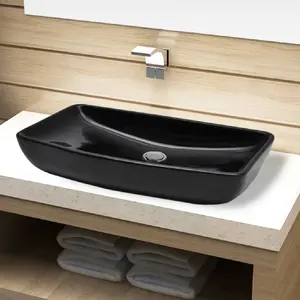 Comparateur de prix : vidaXL Vasque rectangulaire céramique Noir pour salle de bain
