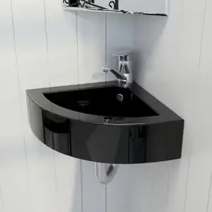 Comparateur de prix : vidaXL Lavabo avec trou de trop-plein 45x32x12,5 cm Noir
