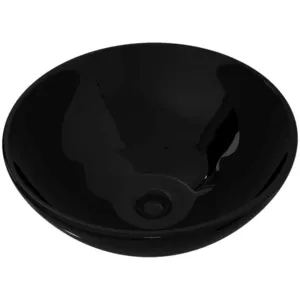 vidaXL Bassin d'évier rond céramique Noir pour salle de bain pas cher