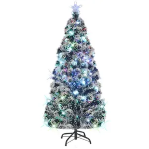 Comparateur de prix : vidaXL Arbre de Noël pré-éclairé avec support 180 cm fibre optique